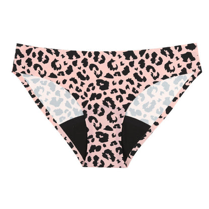 Printed four layers large size low waist menstrual panties leak-proof Big Aunt wear sanitary panty menstrual period underwear leopard print