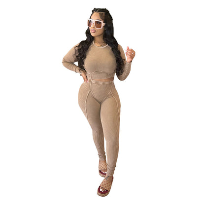 MYF (S-2XL) K10645 casual tight sunken stripe long sleeve sports