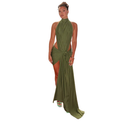 DLS Spring 2026 halter lace-up elegant sexy backless sheath dress
