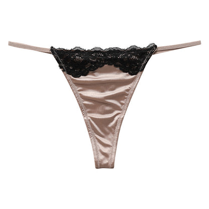 Lace plus size sexy T-back ice silk yoga exercise invisible low waist T-back
