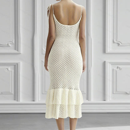 CYB knit halter dress Beach skirt flounce long skirt women's overall hip skirt