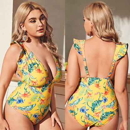 LF (L-4XL) swimsuit women's one piece sexy plus size floral