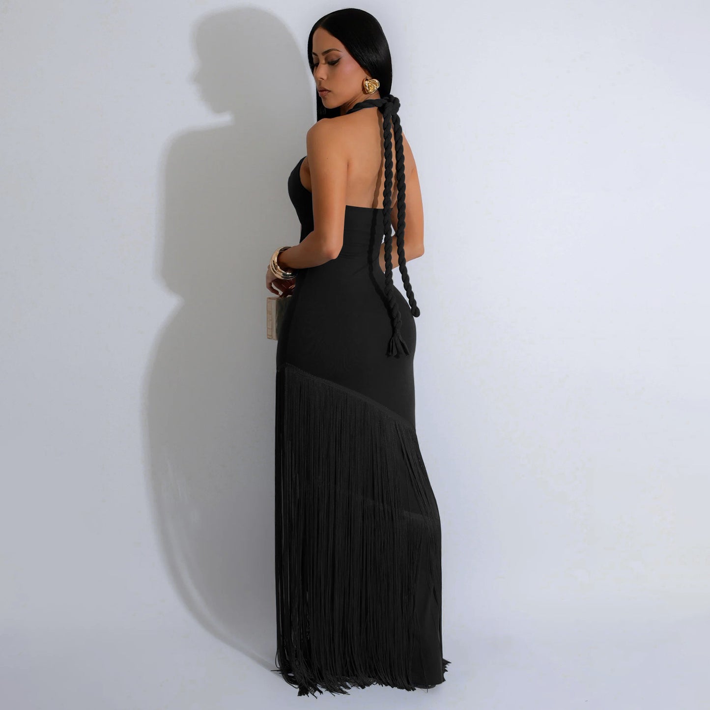 MYF (S-2XL) summer dress tassel stitching tube top bandage one-piece dress