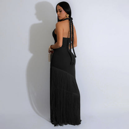MYF (S-2XL) summer dress tassel stitching tube top bandage one-piece dress