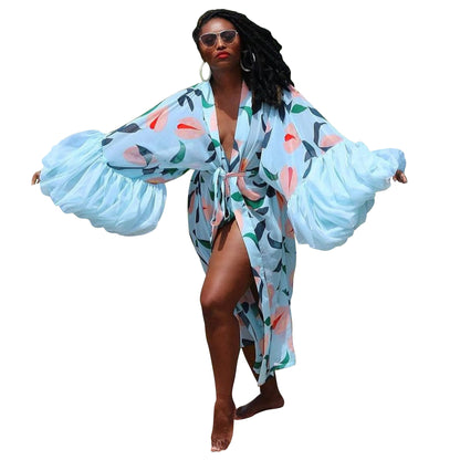 MYF 10889 cardigan Sea sun protection shirt beach print blouse coat