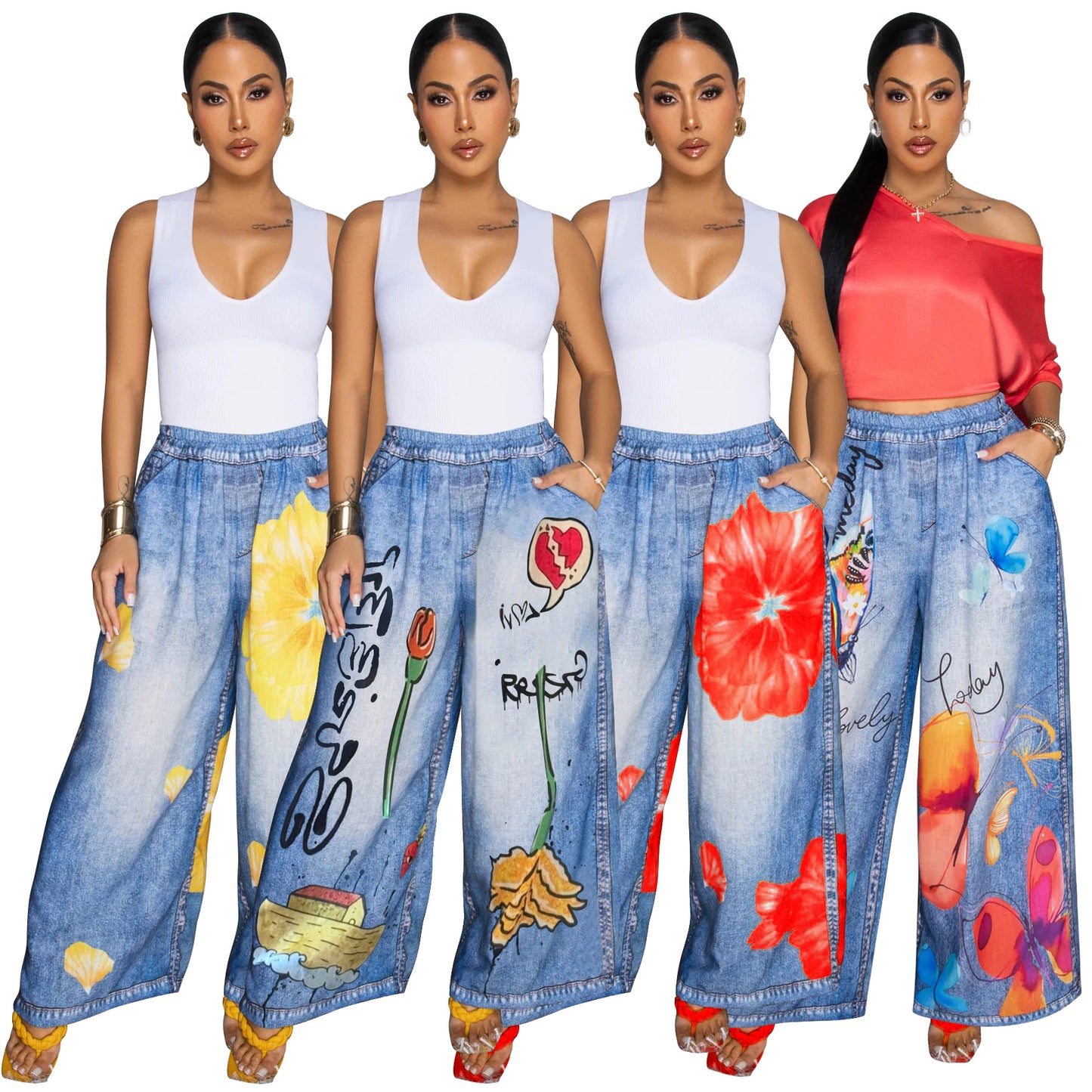 MYF (S-2XL) 10833 wide leg pants casual women's pants