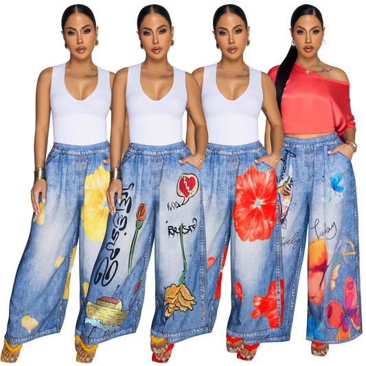 MYF (S-2XL) 10833 wide leg pants casual women's pants