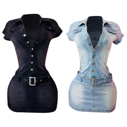 MZ (S-2XL) denim short sleeve MZ88635 slim stretch dress