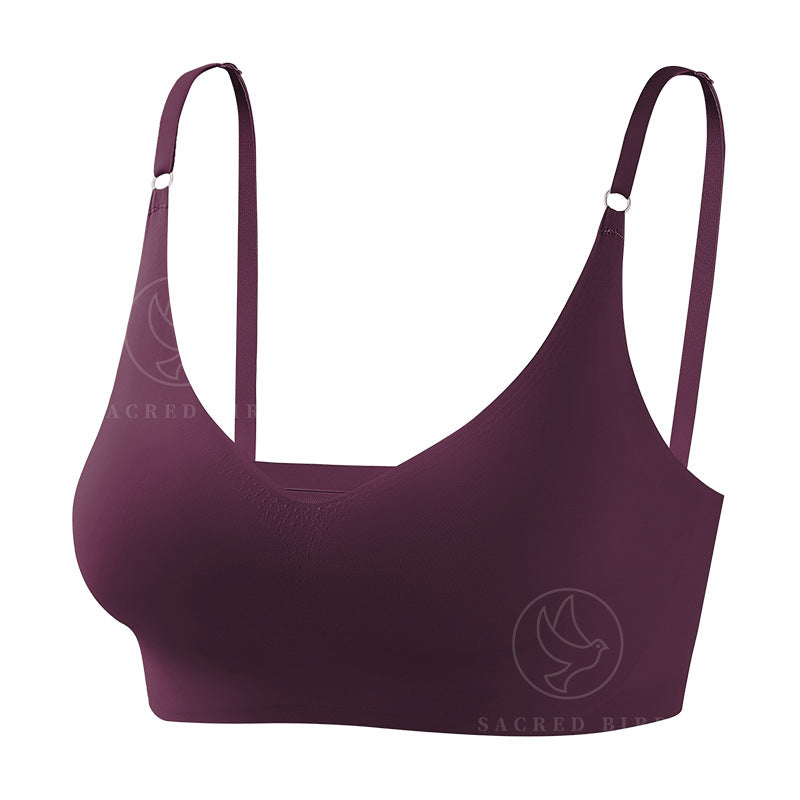 Plus size traceless adjustable push up underwear V-neck without steel ring bra bra thin mould Cup