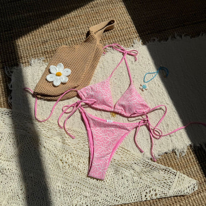 (4 days ready to ship) SY two-piece bikini split halter lace-up