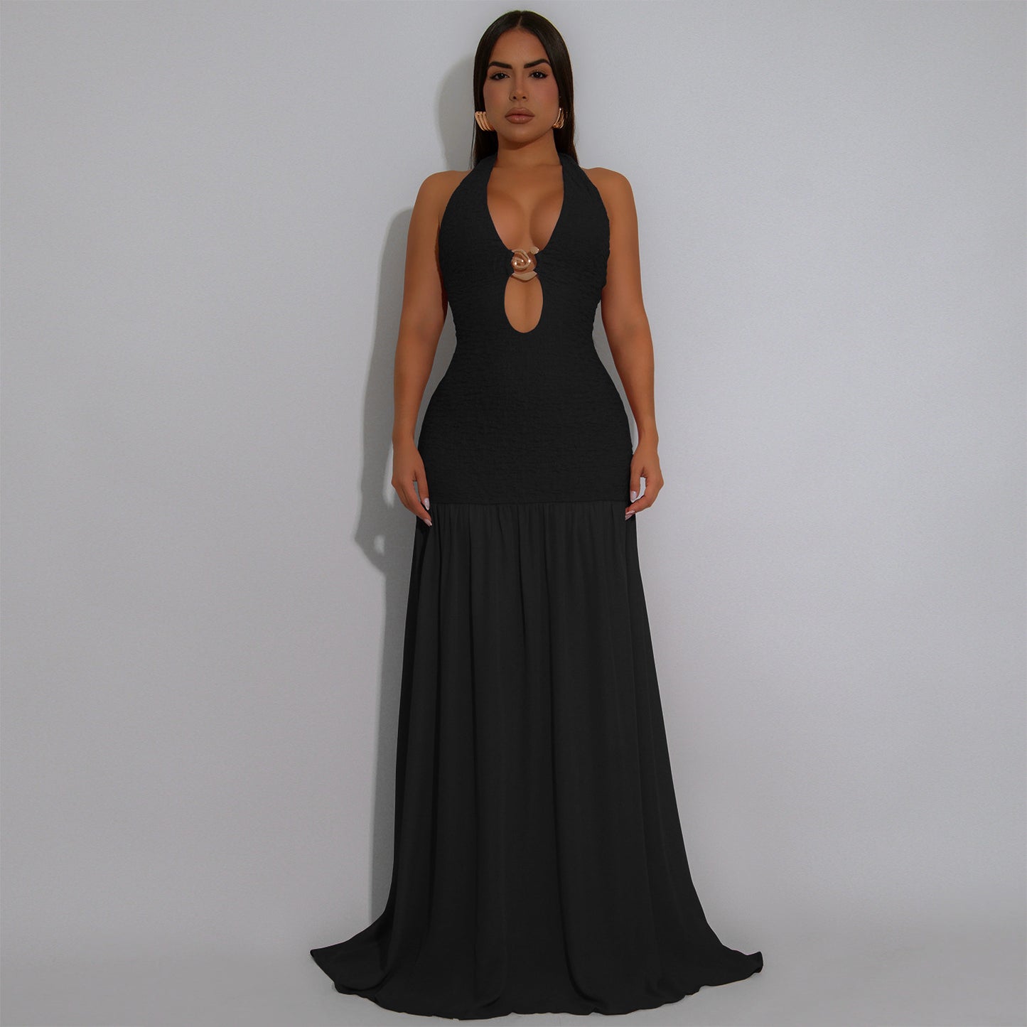 XYZ C7562 hollow-out halter backless dress