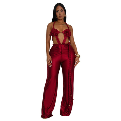 XYZ C7557 chest-wrapped backless lace up jumpsuit