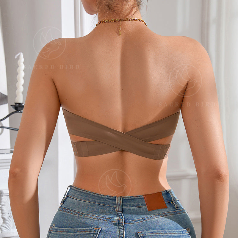 Double-sided open buckle chest cover small chest push up tube top non-slip anti-exposure large size without steel ring bra