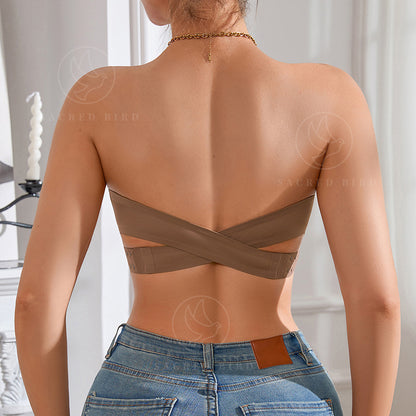 Double-sided open buckle chest cover small chest push up tube top non-slip anti-exposure large size without steel ring bra