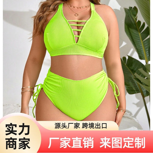 CL (L-4XL) plus size swimsuit women's split high waist bikini beach hot spring