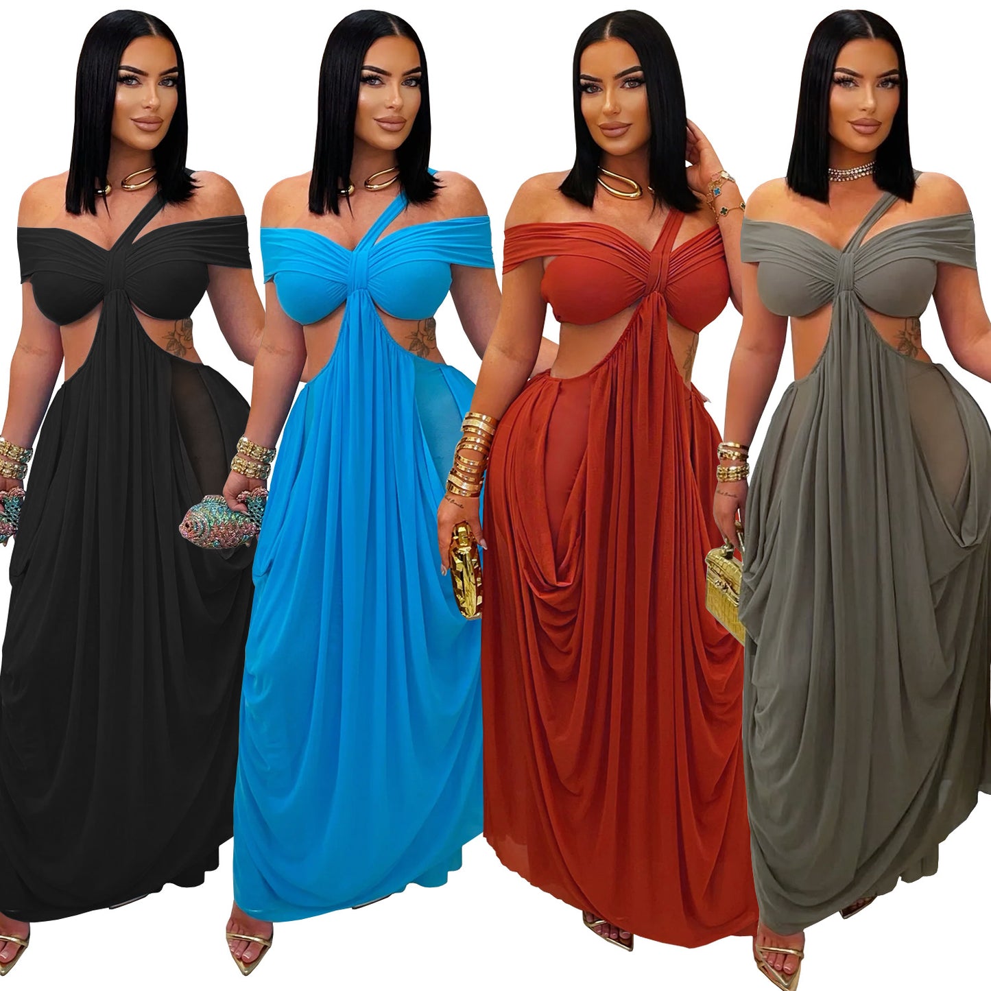 XYZ C7430 bandeau slim-fit sheer mesh dress
