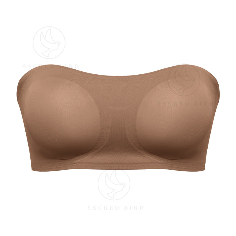 Double-sided open buckle chest cover small chest push up tube top non-slip anti-exposure large size without steel ring bra
