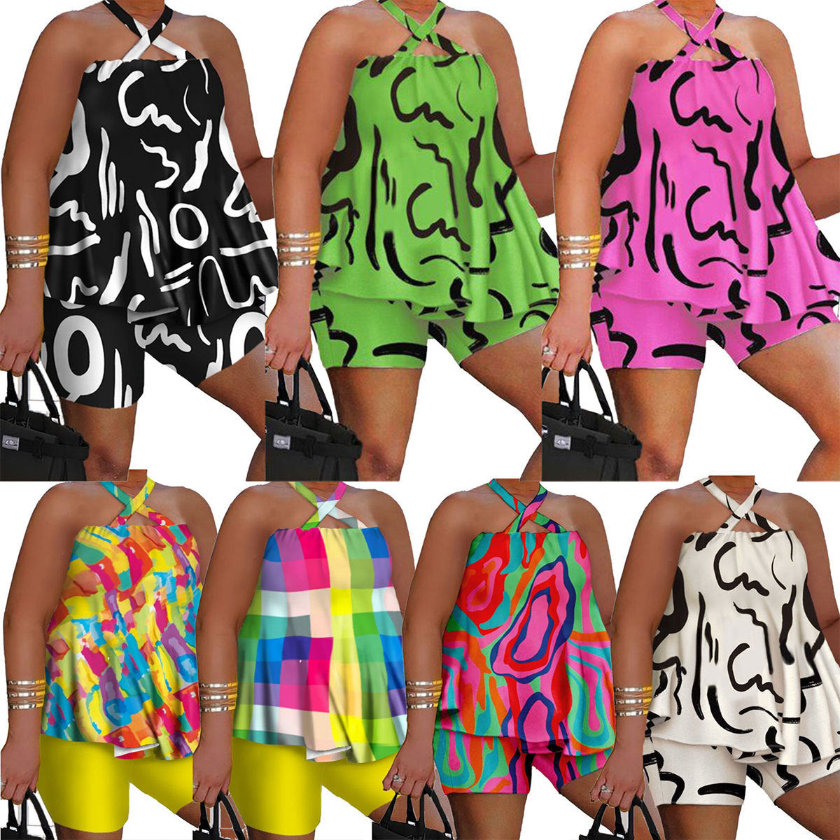 GY (L-3XL) SRS10445 summer printing suit