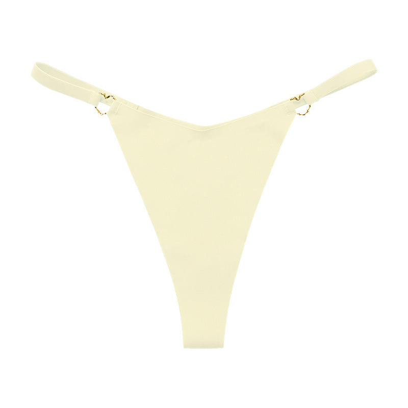 Thin belt low waist love ring seamless ice silk T-shaped Panties Plus size cotton crotch T-back