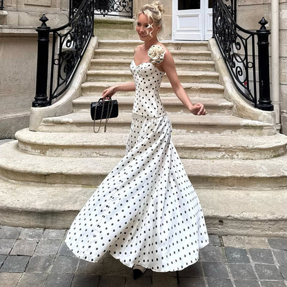 SXR K6S09677A French style temperament sling waist-slimming long dress dress suit