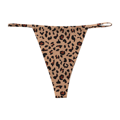Low waist T-shaped panties seamless Ice Silk plus size a rope underwear animal pattern sports quick-drying T-back