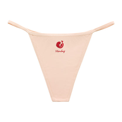 Fruit printed Japanese cotton thin breathable T-back T-type free fitness sports underwear