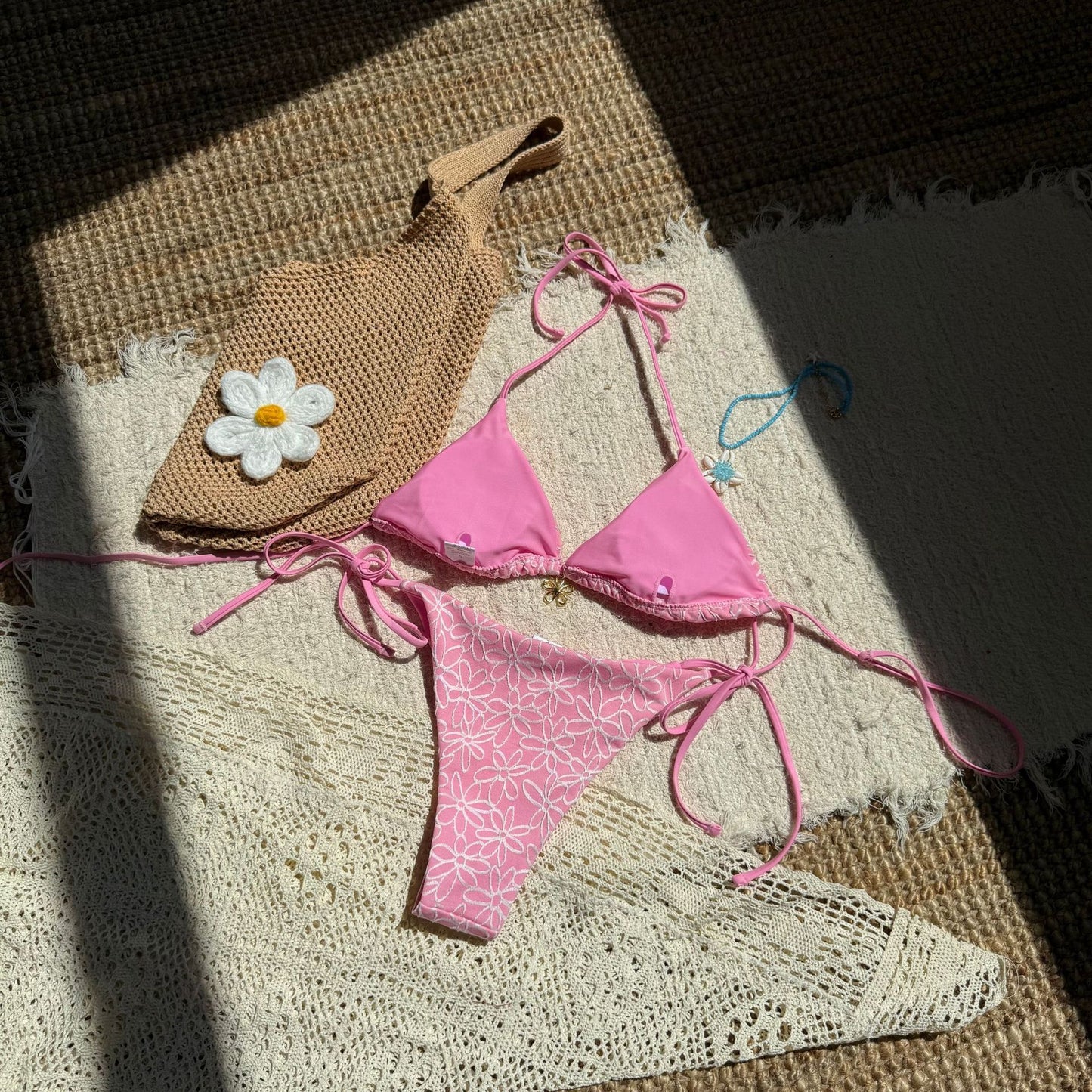 (4 days ready to ship) SY two-piece bikini split halter lace-up