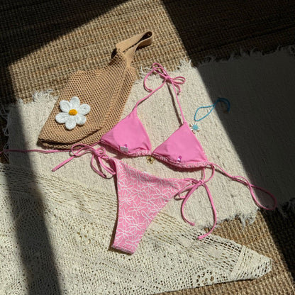 (4 days ready to ship) SY two-piece bikini split halter lace-up