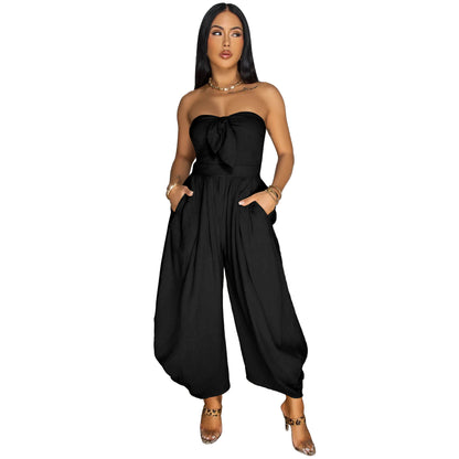 MYF (S-2XL) 20170 summer wrapped chest collar jumpsuit