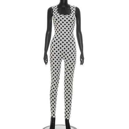 DZHT J26JP025 fashion slim fit slimming temperament polka dot jumpsuit