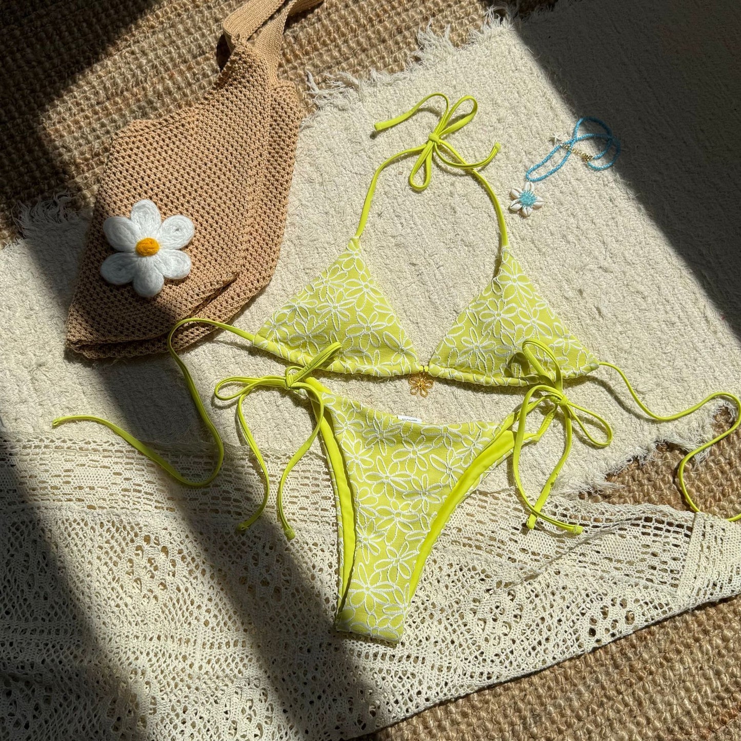 (4 days ready to ship) SY two-piece bikini split halter lace-up