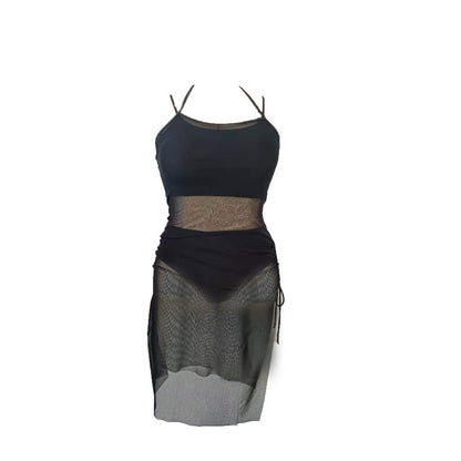 LF (L-4XL) bikini swimsuit women's split Black Ribbon yarn plus size