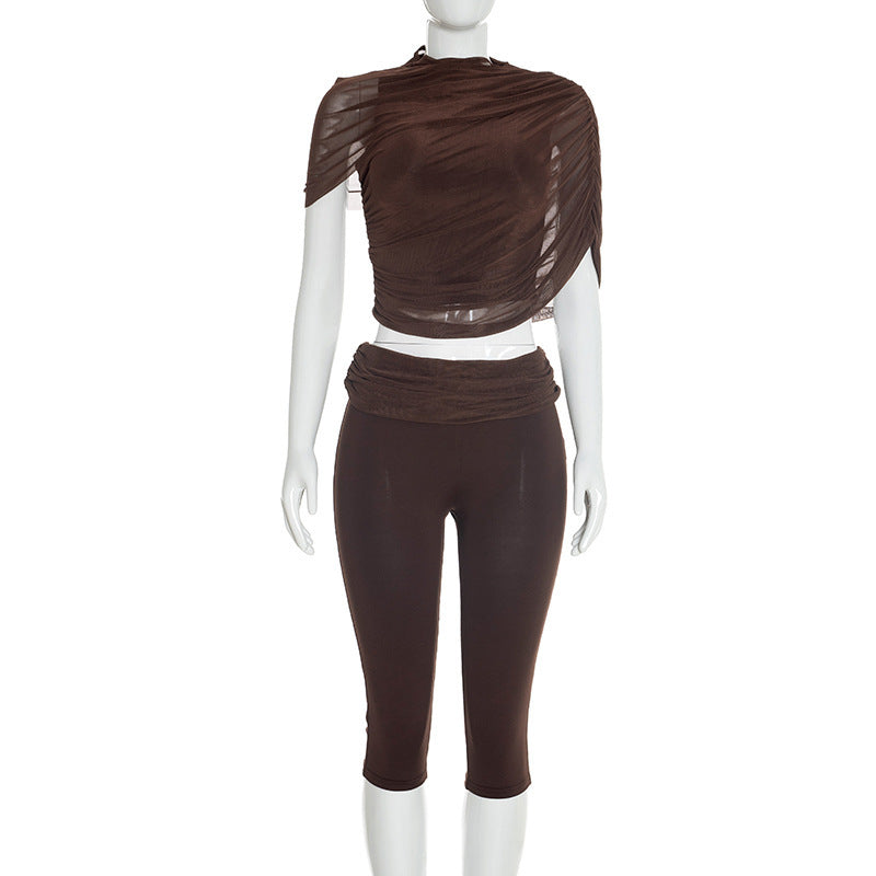 DZHT J26ST024 new slim fit draped cropped pants suit