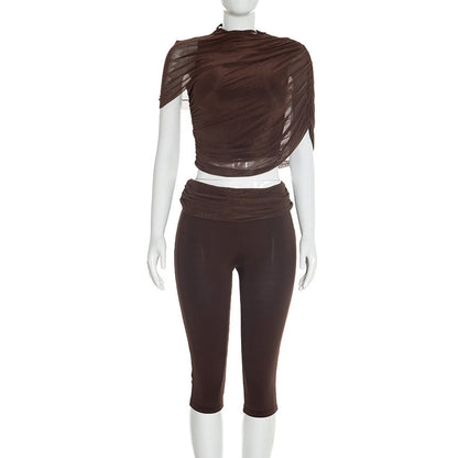 DZHT J26ST024 new slim fit draped cropped pants suit