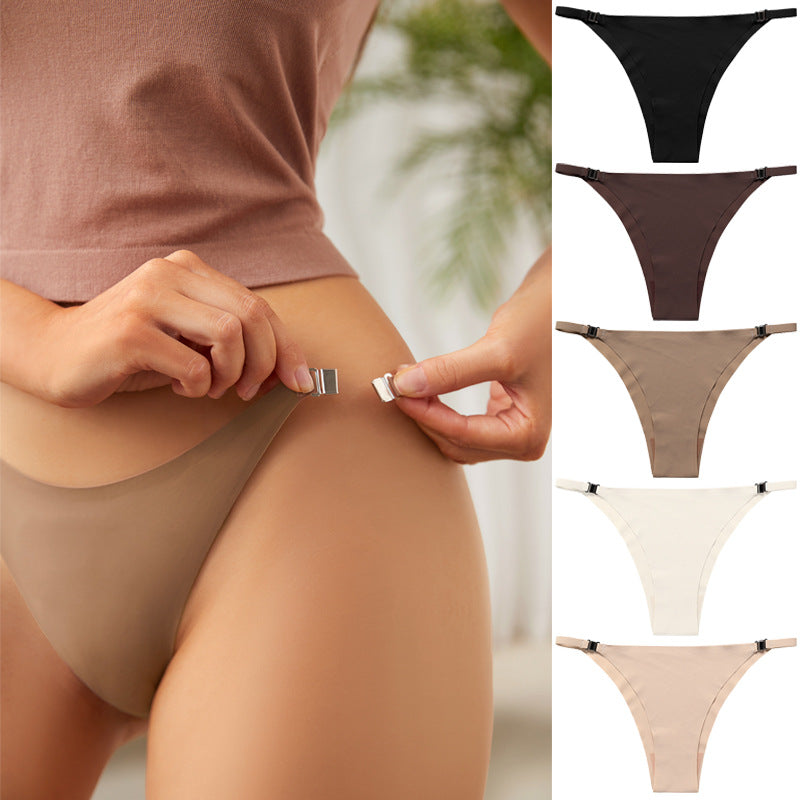 Metal buckle free strap seamless ice silk underwear plus size cotton crotch sports briefs