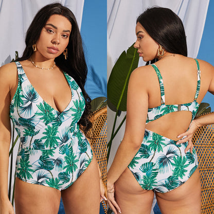LF (L-4XL) swimsuit women's one piece sexy plus size multi-color printing