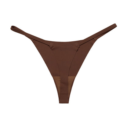 Low waist Ice Silk seamless T-back grinding cotton crotch T-shaped quick-drying