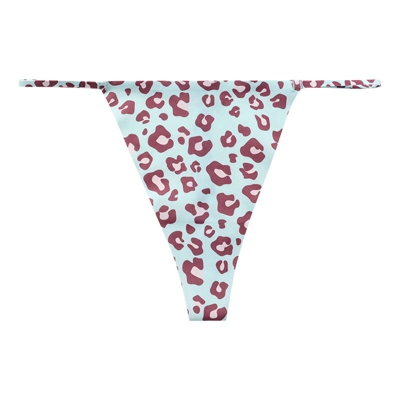 Low waist T-shaped panties seamless Ice Silk plus size a rope underwear animal pattern sports quick-drying T-back