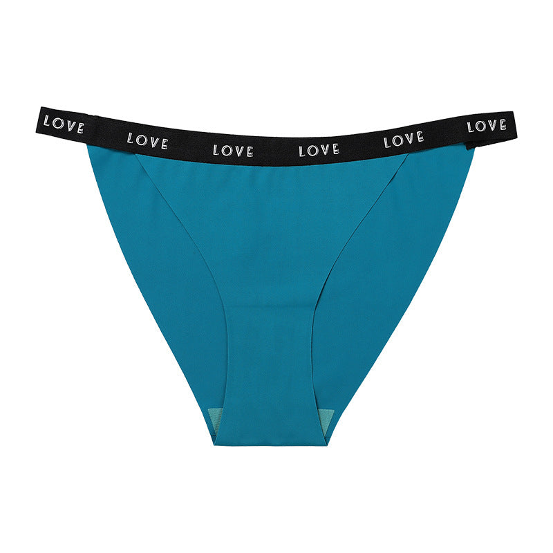 Letter waist edge Seamless ice silk cotton crotch underwear briefs breathable quick-drying nude feel