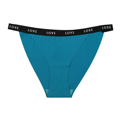 Letter waist edge Seamless ice silk cotton crotch underwear briefs breathable quick-drying nude feel