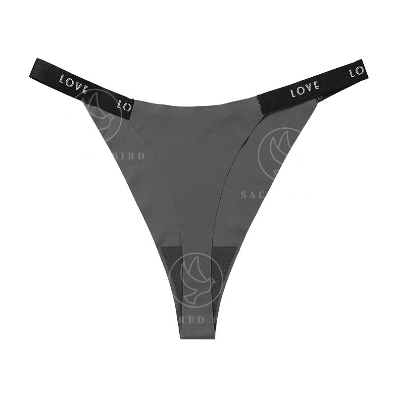 Letter printing grinding traceless plus size cotton crotch less underwear T-shaped panties T-back