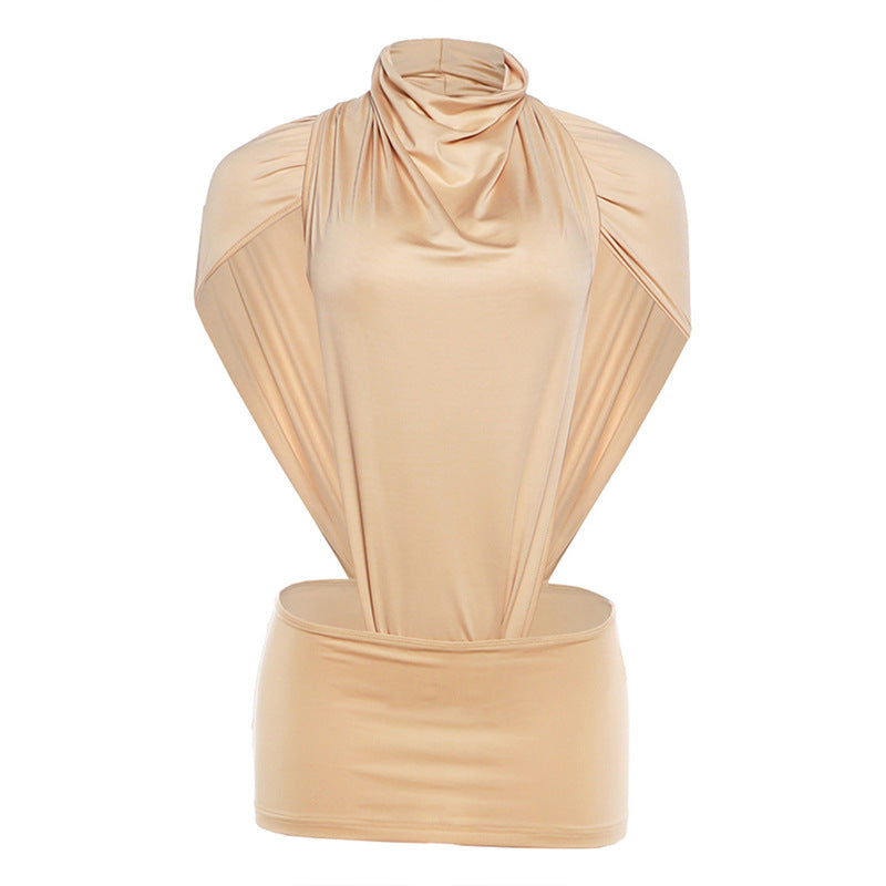 SXR 2026 spring and summer sexy half turtleneck jumpsuit sheath dress suit