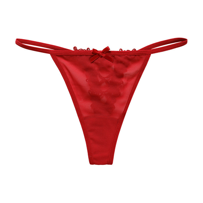 Thin strap sexy T-shaped panties less yoga sports underwear lace large size cotton crotch T-back