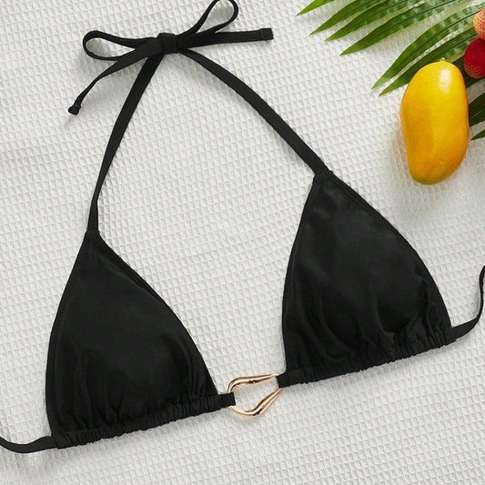 CL (L-4XL) 2026 metal halter triangle cup sexy bikini plus size swimsuit female bikini