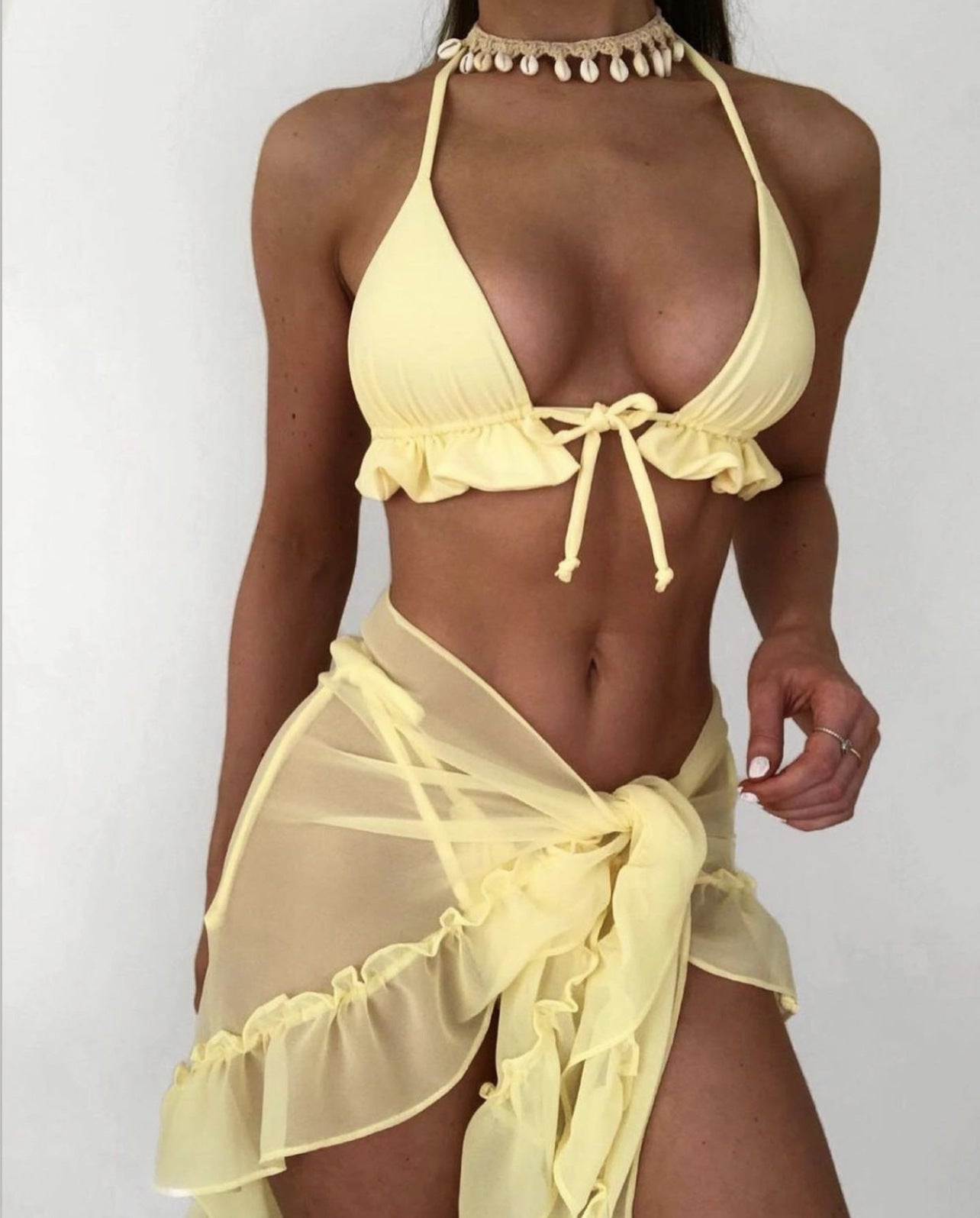 (4 days ready to ship) SY net skirt hemline pleated bikini