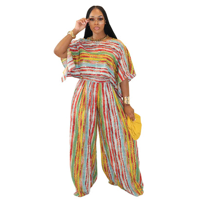 XYZ C7467 casual striped top pants two-piece set