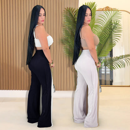 XYZ C7539 shoulder strap tube top casual wide leg jumpsuit