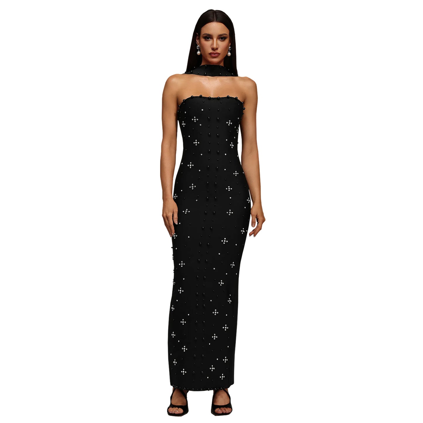 XYZ C7625 elegant rhinestone sheath tube top dress