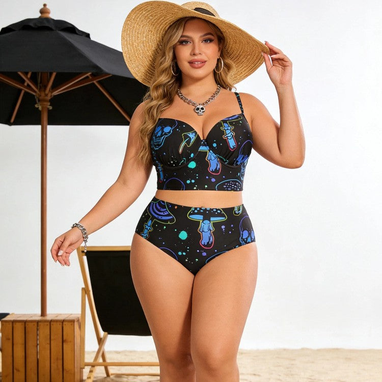 CL (L-4XL) 2026 printed bikini set with steel bracket