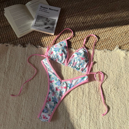 (4 days ready to ship) SY women's split leopard print triangle bandage swimsuit bikini